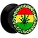 00 Gauge Rasta Pot Leaf Acrylic Stash Plug
