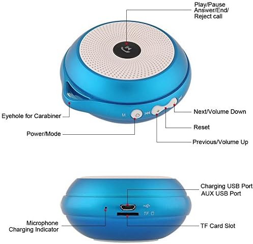 WonderfulDirect Portable Mini Wireless Bluetooth Outdoor Speaker with Microphone and 10hours Rechargeable Battery for iPhone 5S/5C, iPad, Samsung Galaxy S5/S4/Note, Blackberry, Android/Windows phone, Tablet and other Bluetooth Devices-Blue