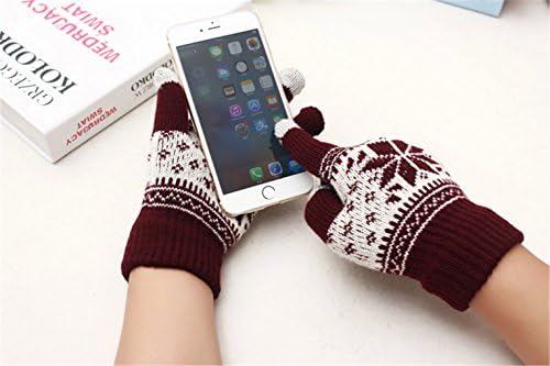 Winter Christmas Snowflakes Gloves for Touch Screen Phone Tablet iPhone Black