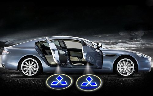 2 X Black 5th Gen car door Shadow laser projector logo light for MITSUBISHI Lancer All Series such as LANCER ASX Outlander Pajero