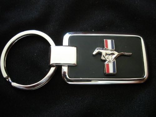 Mustang(Ford) Black Onyx & Silver Key Chain