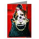 Shih Tzu Fine Art Painting in Haute Couture Handbag Greeting Card Set-6 Museum Grade Card Stock
