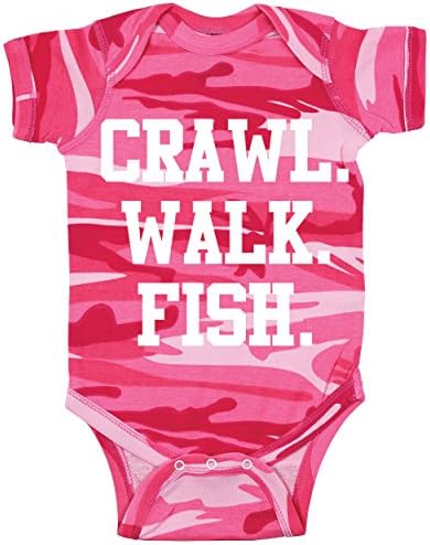 Crawl Walk Fish Baby One Piece 6 Months Pink Camo