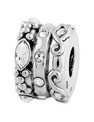 Sterling Silver Reflections Swarovski Elements Fancy Bali Bead