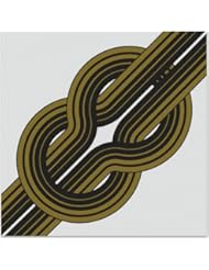 "Knot" by Reis & Manwaring, Gold [1973 Original Vintage Serigraph] 44"x 44" Framed Op Art Large Fabric Wall Hanging Graphic Artwork 1970s Supergraphics
