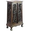 Handmade Asian Furniture - 40" Exotic Peacocks Storage Cabinet / End Table - Rich Dark Finish