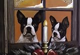 Boston Terrier Christmas Candle Greeting Cards