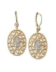 14k Yellow Gold Filigree Dangle Diamond Earring, with .25 Cttw of Diamonds (G-H Color SI1-SI2 Clarity)