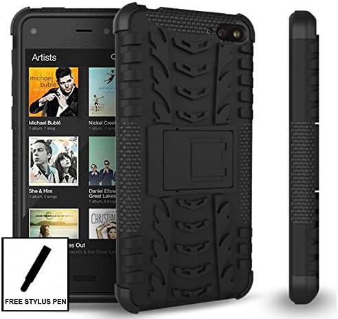 Chivel (TM) Heavy Duty Rugged Armor Hybrid Protector Case with Stand &amp; Stylus for Amazon Fire Phone (Black)