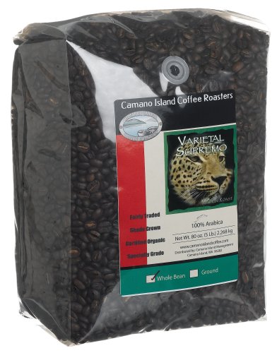 Camano Island Coffee Roasters Varietal Supremo Espresso Roast, Whole Bean, 5 Pound Bag