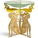 Whimsical Cat Bird Bath - Steel Pedestal with Frosted Glass Bowl