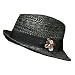 51tHPhb%2BtdL. AA75  GORGEOUS BLACK STRAW SHORT BRIM FEDORA W/ GEM TRIM