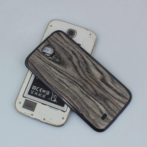 TONYYAN Samsung Galaxy S4 Leather Grey wood Pattern Replacement Battery Cover Back Housing Battery Door Rear Case for Galaxy S IV Galaxy SIV i9500