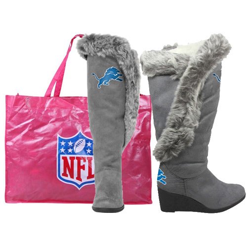 Detroit Lions Womens Team Supporter Knee-High Boots - Charcoal (8)