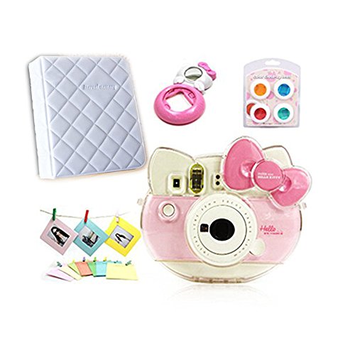 CLOVER Accessory Bundles Set Fujifilm Instax Mini "Hello Kitty" Instant Camera Crystal Case / Album/ Close-Up Lens/ Filter