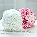 Decor Artificial Flowers Real Touch Silk Flowers Floral Latex Real Touch Rose Peony Wedding Bouquet Home Party Design Flowers (White,1 Bunch)