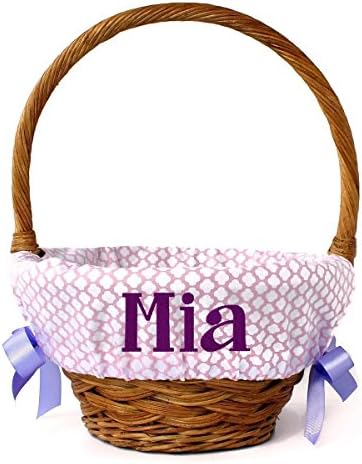 Pink Quatrefoil Basket Liner with Embroidered Name by Our Little Messes