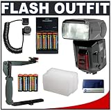 Sony Alpha HVL-F56AM Flash + NiMH Rapid Charger + Rechargeable Batteries + BONUS Extra 4-Pack 2700mAh Rechargeable Batteries + Omni-Bounce MZ6 Flash Diffuser + TTL Flash Cord + Stroboframe 350 Flash Bracket Fits Sony A100, A100K, A100H Digital Camera