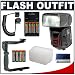 Sony Alpha HVL-F56AM Flash + NiMH Rapid Charger + Rechargeable Batteries + BONUS Extra 4-Pack 2700mAh Rechargeable Batteries + Omni-Bounce MZ6 Flash Diffuser + TTL Flash Cord + Stroboframe 350 Flash Bracket Fits Sony A100, A100K, A100H Digital Camera
