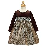 Lito Brown Velvet Silver Flocked Holiday Dress Toddler Girls 2T Lito Brown Velvet Silver Flocked Holiday Dress Toddler Girls 2T