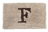 Ruia Home Inc Super Soft Luxurious 100-Percent Cotton Monogram Letter F Bath Rug, Brown in Taupe, 21 by 34-Inch