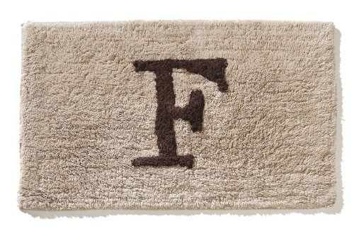Ruia Home Inc Super Soft Luxurious 100-Percent Cotton Monogram Letter F Bath Rug, Brown in Taupe, 21 by 34-Inch
