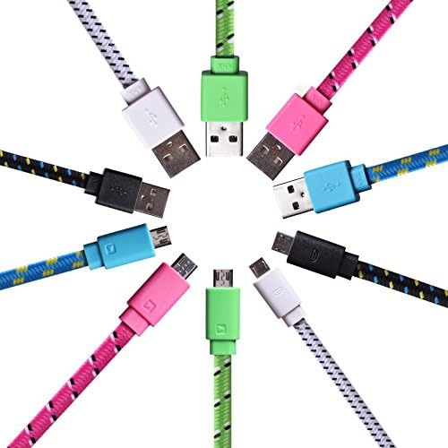Micro USB Cable, KaiYeah [5-Pack] 6FT Colorful Flat Noodle Braided Fabric USB 2.0 A Male to Micro B Sync Data &amp; Charger Cable for Samsung Galaxy S7/S6/note 5/4, HTC, Motorola, Sony, Nokia and More