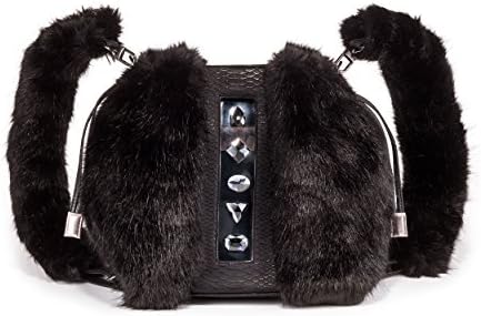 KULU Vegan Designer Backpack for Women , Luxury Faux Fur Handbag. black