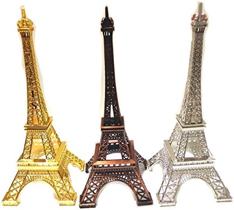 SLICKTRON TM 3 PCS 10" Eiffel Tower Statue Sculpture Paris Decor Metal Wedding Supplies Ornament