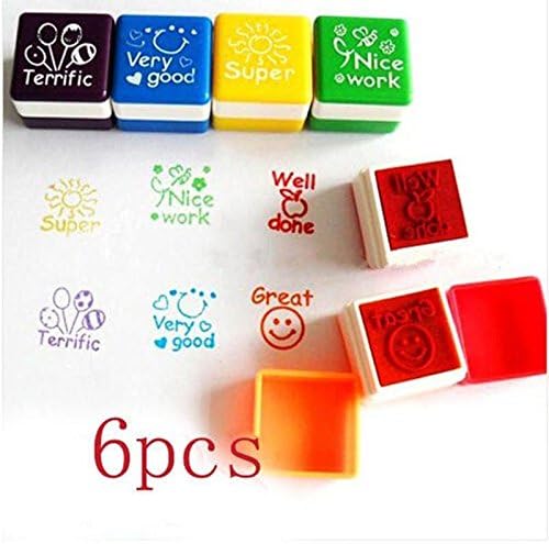6pcs Chic Teacher Stamper Self Inking Praise Reward Stamps Motivation Sticker S