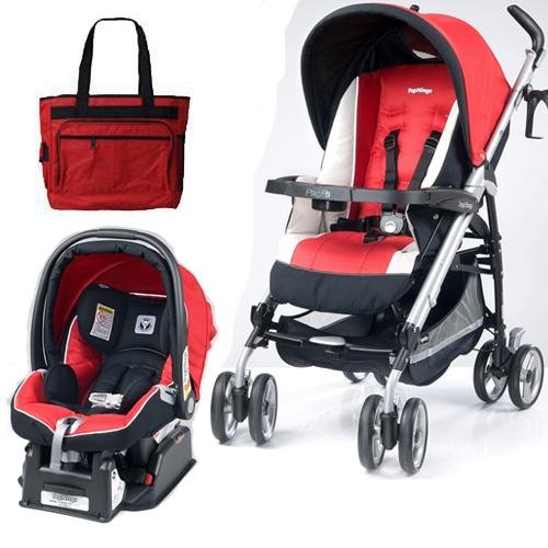Peg Perego 2010 Pliko P3 Travel System in Pepper with Free Fashionable Diaper Bag