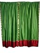 2 Grass Green Maroon Artsilk Sari Curtains Drapes Panels 84"