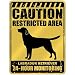 New  Caution : Restricted Area . Labrador Retriever Monitoring  Parking Sign Dog