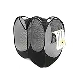 Black Mesh Pop-Up Double Laundry Hamper