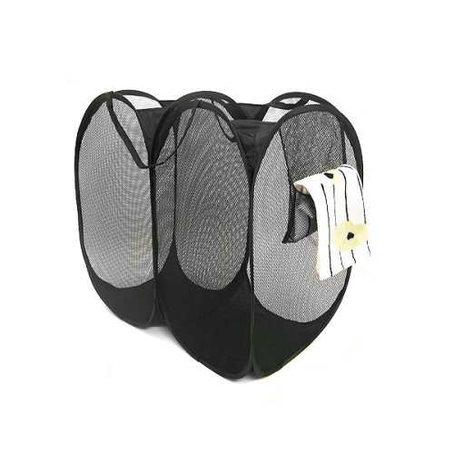 Black Mesh Pop-Up Double Laundry Hamper