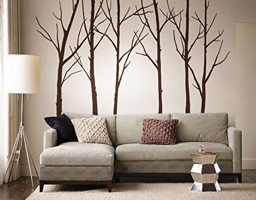 Designer Playground P036 Winter Tree Vinyl Wall Decal 6 Trees Set 108Inch Brown