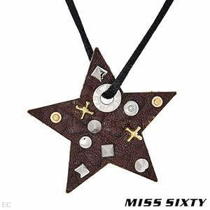 MISS SIXTY Made in Italy Pleasant Necklace With Genuine Diamond Made in 14K/StSl Gold Plated Stainless Steel, Brown Leather and Stainless steel. Total item weight 25.5g Length adjustable