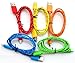 Josi Minea Fabric Braided Nylon Ruggedized USB Rainbow Cables for Samsung Galaxy S4/S3/S2, Galaxy Note/ Note 2, Galaxy Tab, Google Nexus 7/ 10, Nokia Lumia, Android, Windows Phone - 10ft (5 Pack)