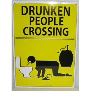 Drunken People Crossing Beer Keg Funny Metal Sign