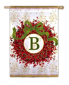 Monogram Holiday Wreath Regular Size Flag B