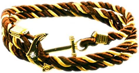 Hallery Alloy Diamond DIY Twining Weave Gilded Anchors Leather Bracelets(No.17)
