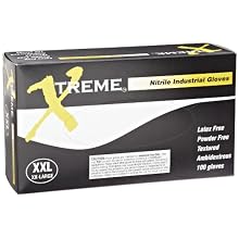 Ammex Xtreme Industrial Grade Nitrile Glove, Powder Free, 9.5" Length, 4 mils Thick