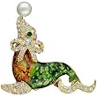Green And Amber Baby Seal Animal Brooch Pin