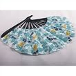 Shell Shape Folding Fan, Cloth Hand Fan - Blue Flower Printed, Gift Idea