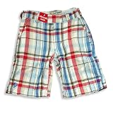 Cool Island - Toddler Boys and Boys Plaid Short, Red, Blue, White, Brown