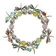 Silvertone Multi-Colored Dragonfly Charm Stretch Bangle Bracelet
