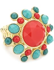 RAIN "Cluster" Adjustable Ring Red and Turquoise-Color Blue