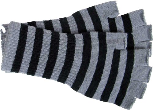 Fingerless knit Gloves – Comes in several colors! (Black/Grey)