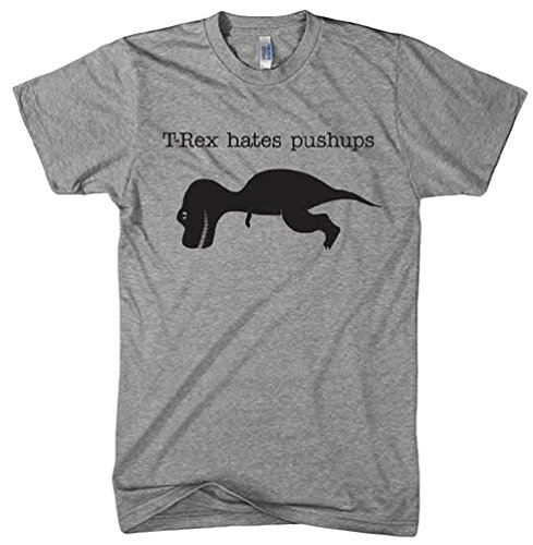 T-rex Hates Pushups Funny Mens T-shirt Gym Shirts Grey/Black L