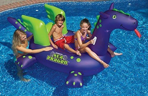 Swimline 90625 Swimming Pool Kids Giant Rideable Sea Dragon Inflatable Float Toy by Swinline